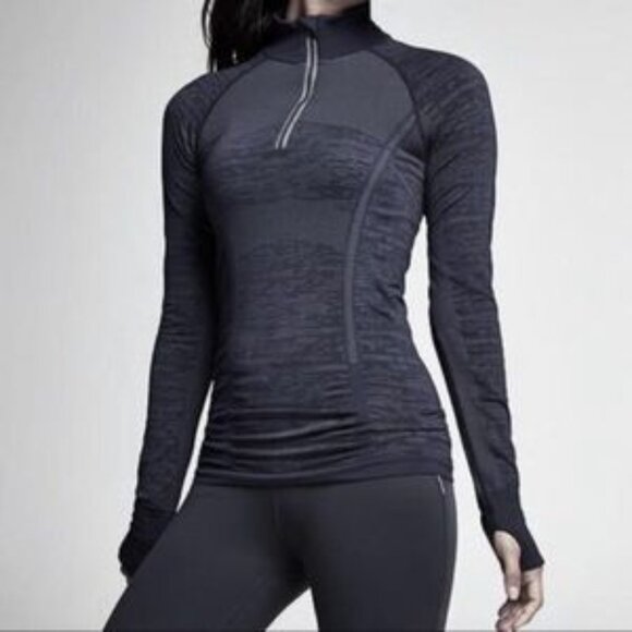 Athleta Skyline Fast Track 1/4 Zip Base Layer L/S Performance Top Black Large - Picture 1 of 8